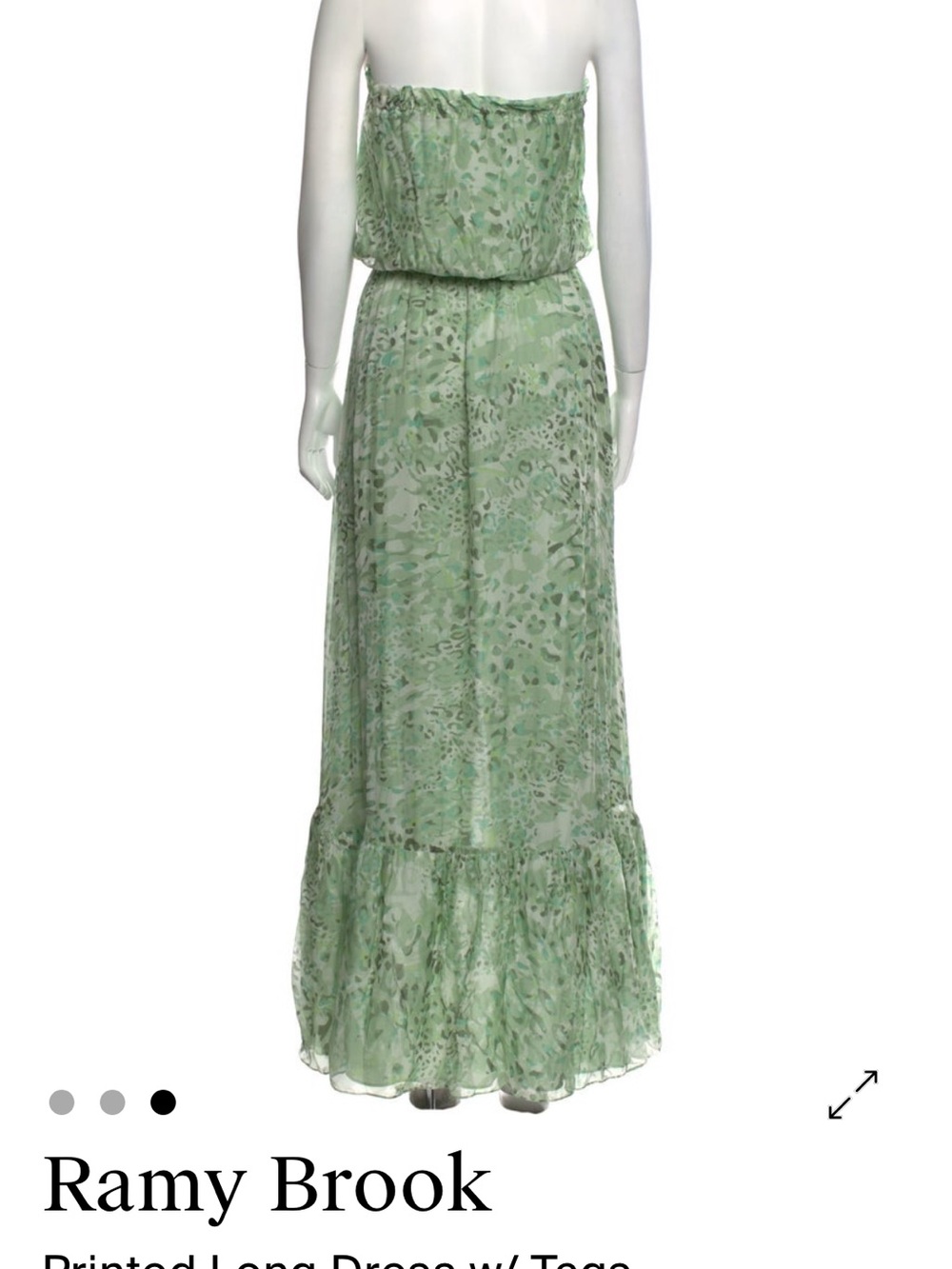 Ramy Brook Strapless Printed Green Maxi Dress